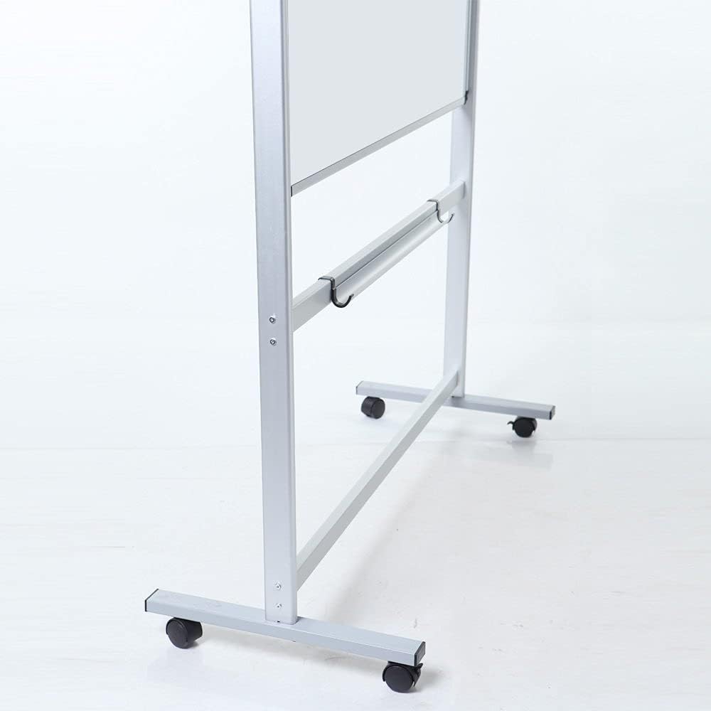 VIZ-PRO Double-Sided Magnetic Mobile Whiteboard, 60 x 36 Inches, Rolling Dry Erase Board Easel Stand on Wheels with Aluminium Frame for School Office Home 5' x 3'