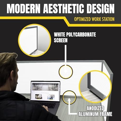 OBEX Polycarbonate Office Desk Mounted Privacy Screen Adjustable Table Top Panel Divider, Universal Aluminum Bracket-USA Made, 24" x 66, White