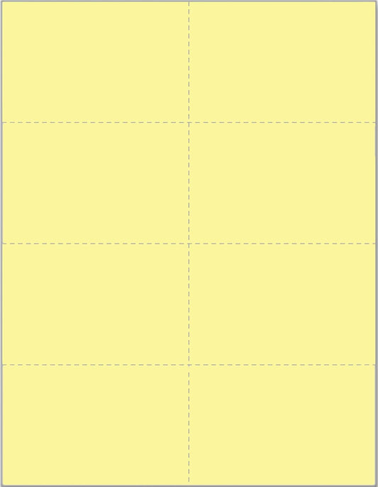 Limited Papers (TM) 8.5x11 Perforated Paper, 20/50 Pound, 75 GSM, Variety of Perforation Sizes and Colors, for Forms, Tickets, Postcards, Business Cards. (Canary, 8 up)