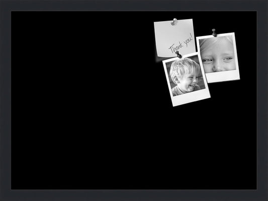 PinPix 22x16 Inch Cork Bulletin Board. This Decorative Framed Pin Board Comes with Solid Black Design and a Satin Black Frame. Ideal for Home Office Decor or Message Board (PinPix-622)