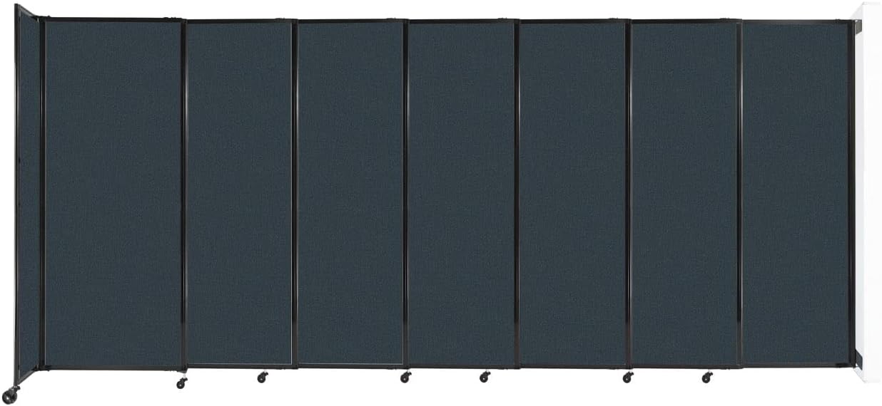 Wall-Mounted Sliding StraightWall Room Divider | Adjustable Widths | Locking Wheels | Room Separator | Up to 15'6" Wide x 6'10" Tall Blue Spruce Fabric Panels