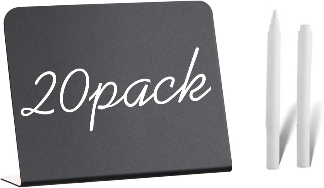 20 Pack Mini Chalkboard Signs - 4"x3" Food & Party Table Signs - Wedding & Bakery