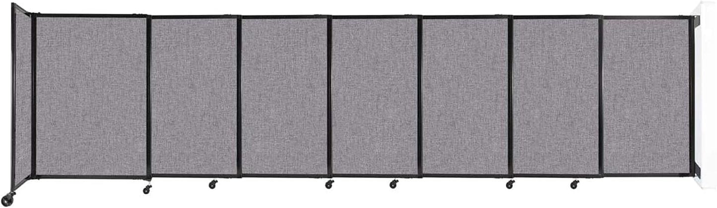 Wall-Mounted Sliding StraightWall Room Divider | Adjustable Widths | Locking Wheels | Room Separator | Up to 15'6" Wide x 4' Tall Cloud Gray Fabric Panels