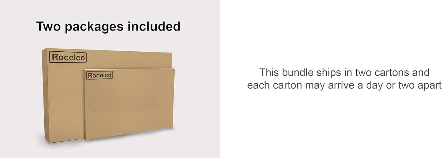 Rocelco 32" Height Adjustable Standing Desk Converter BUNDLE - Sit Stand Computer Workstation Riser with Anti Fatigue Mat - Dual Monitor Retractable Keyboard Tray Gas Spring - Black (R EADRW-MAFM)