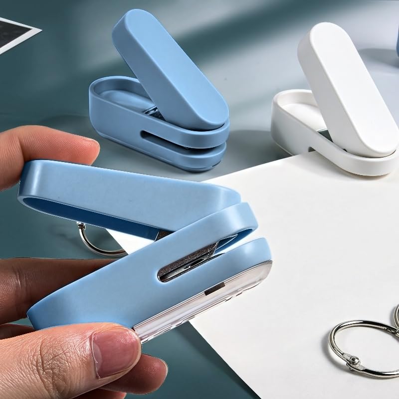 Magnoloran 2 Pack Single Hole Punch, 1/4 inch Mini Small Hole Puncher Heavy Duty Paper Hole Puncher Small Hole Punch One Hole Puncher for Crafts Paper Cards Tags Scrapbook-Blue&White