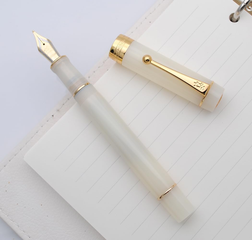 JINHAO 100 Fountain Pen with Ink Converter (Medium Nib 0.7mm, Semi Transparent White)