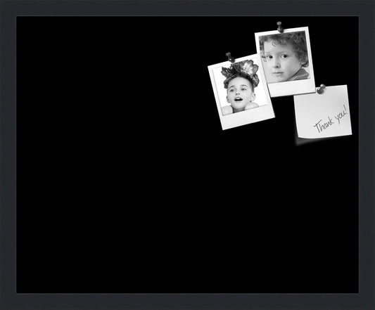 PinPix 21x17 Inch Cork Bulletin Board. This Decorative Framed Pin Board Comes with Solid Black Design and a Satin Black Frame. Ideal for Home Office Decor or Message Board (PinPix-622)