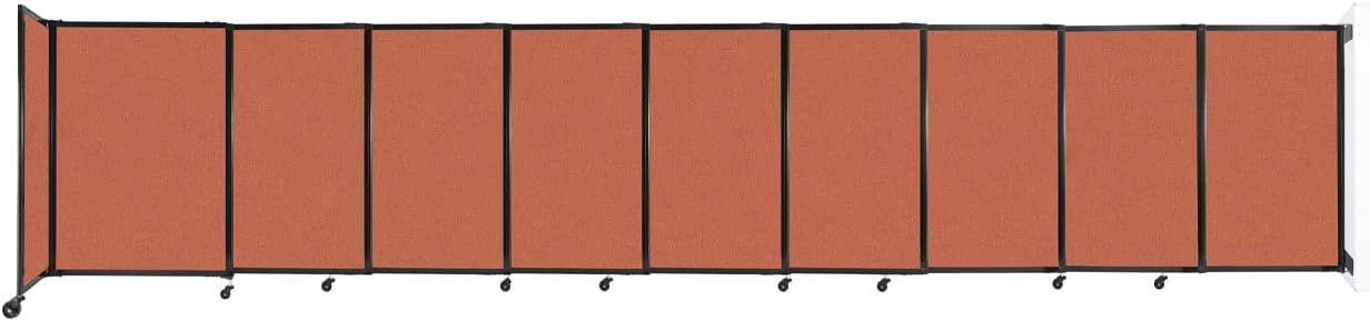 Wall-Mounted Sliding StraightWall Room Divider | Adjustable Widths | Locking Wheels | Room Separator | Up to 19'9" Wide x 4' Tall Papaya Fabric Panels