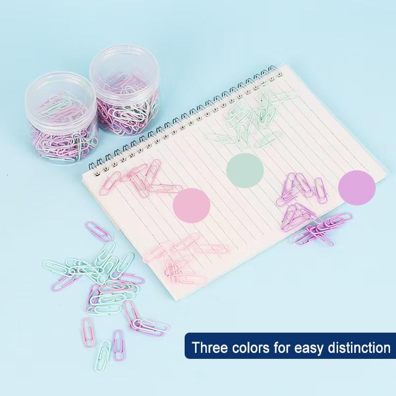 Macaron Colored Paper Clips, 1.1" Medium Paper Clip（28mm, 100pcs Paperclips for Office Supplies and Organization