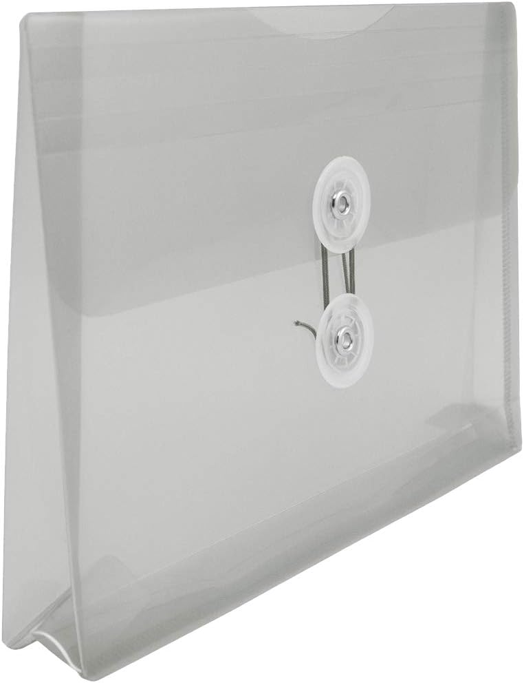 JAM PAPER Plastic Envelopes with Button & String Tie Closure - Index Size - 5 1/2 x 7 1/2 - Smoke Gray - 12/Pack