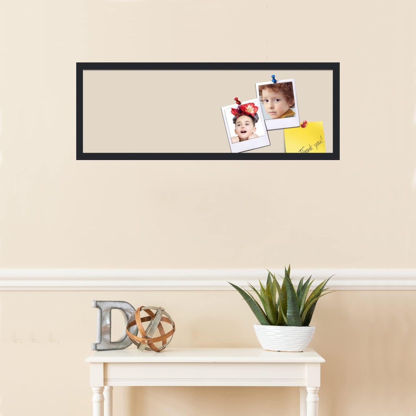 PinPix 36x12 Inch Cork Bulletin Board. This Decorative Framed Pin Board Comes with Desert Pastel Design and a Satin Black Frame. Ideal for Home Office Decor or Message Board (PinPix-1815)