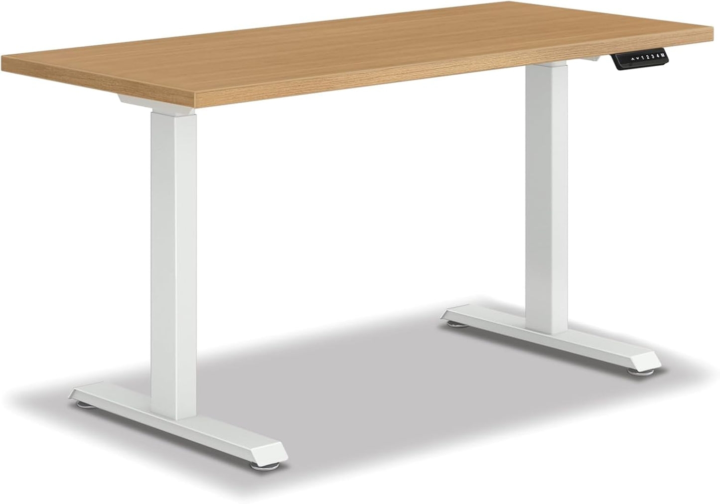 HON Coze Electric Standing Desk Adjustable Height, Coordinate Height Adjustable Desk, 54", Natural Recon Top, White Base