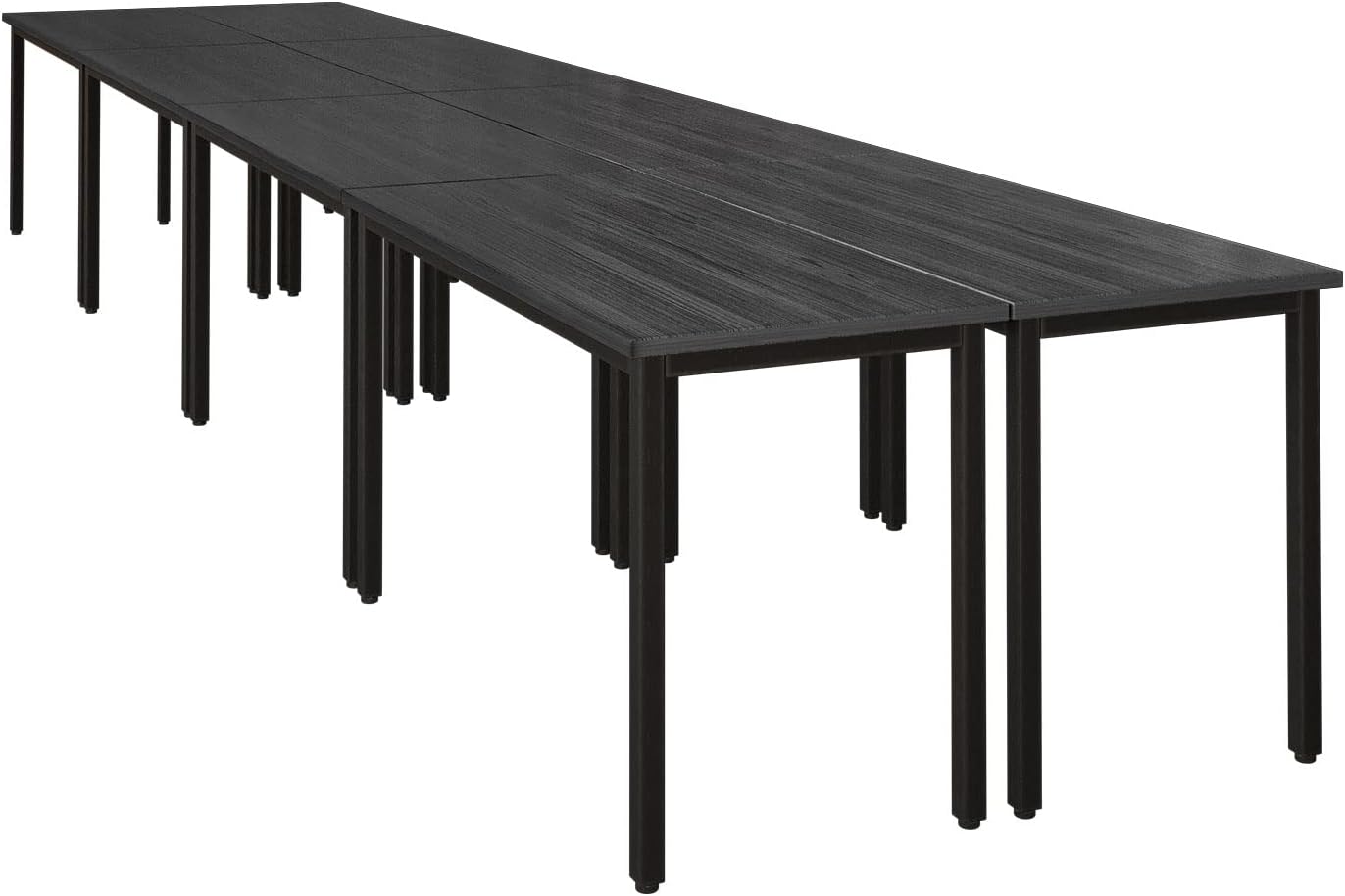 Bonzy Home Conference Tables 18ft Office Computer Desk for Meeting Room Study Writing Printer Table Meeting Seminar Table for 20 People Modern Black 8PCS (220.4"x47.2"x29.5", Black)