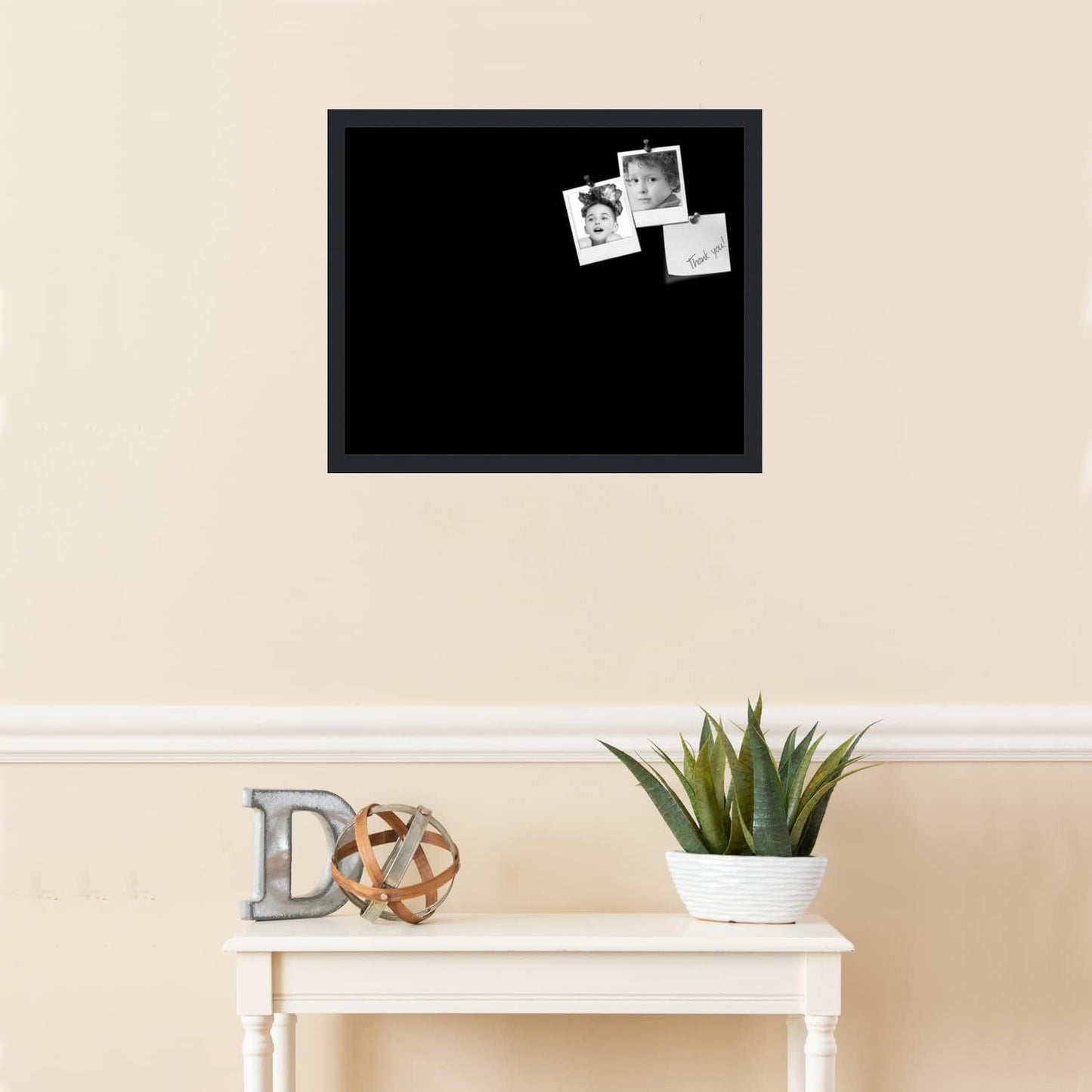PinPix 22x18 Inch Cork Bulletin Board. This Decorative Framed Pin Board Comes with Solid Black Design and a Satin Black Frame. Ideal for Home Office Decor or Message Board (PinPix-622)