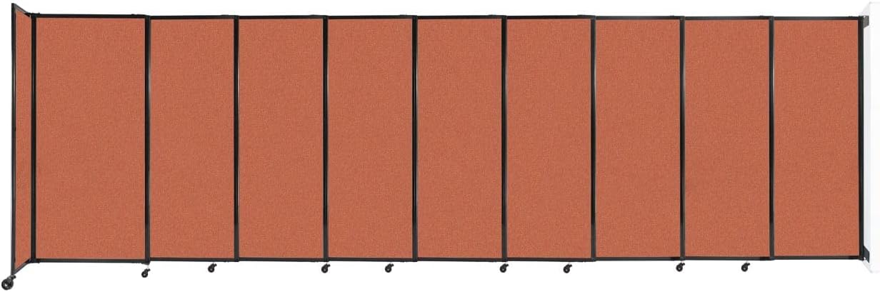 Wall-Mounted Sliding StraightWall Room Divider | Adjustable Widths | Locking Wheels | Room Separator | Up to 19'9" Wide x 6' Tall Papaya Fabric Panels