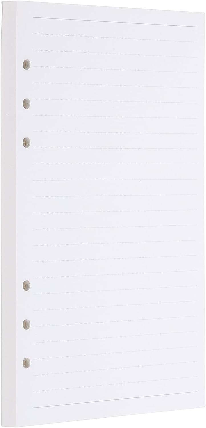 PATIKIL A5 Ruled Refills Inserts 6-Ring Binder Loose Leaf Planner Filler Paper Planner Inserts, 80 Sheets/160 Pages, Lined, White
