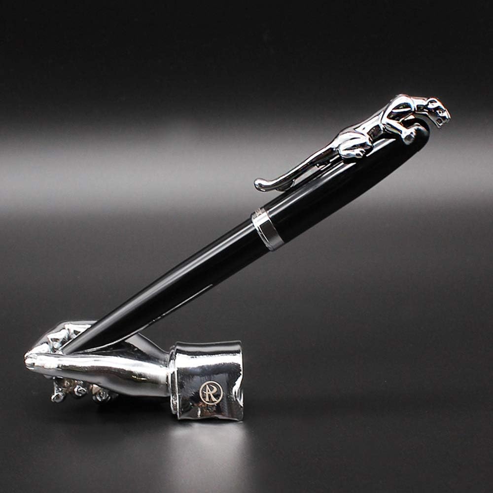 Stylish Fountain Pen : Luxury,Elegant, Germany F Fine Nib, Gift for Men & Women, Professional, Executive, Metal, Gift Box (Black/Silver (Leopard))