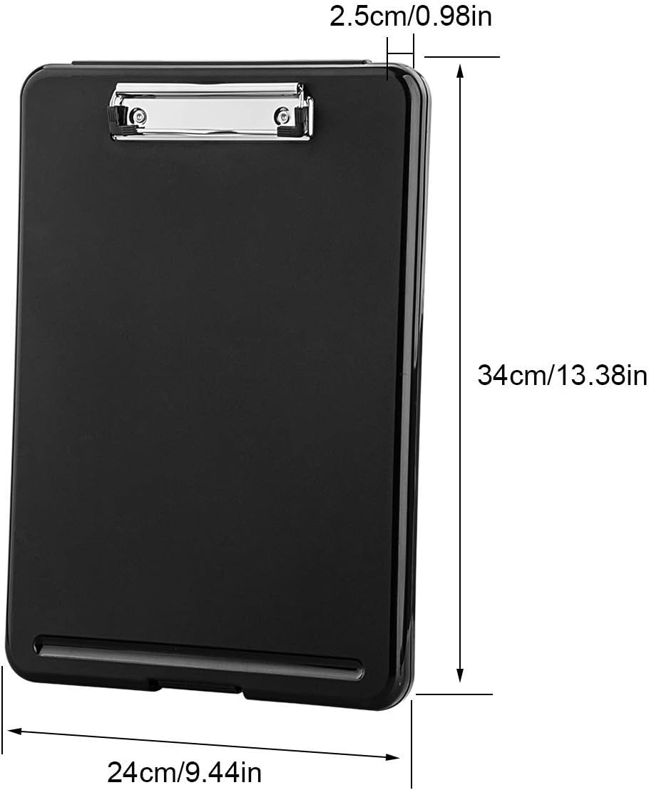 ZCZN Plastic A4 Form Storage Box Case, Clipboard Case, Suitable for School,Utility,Industrial Office, Medical Personnel,Black