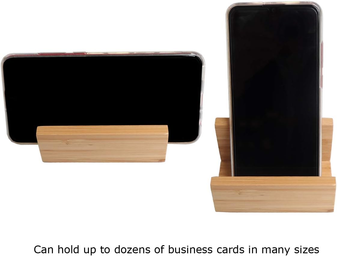 enyuwlcm 1 Pack Bamboo Wood Desktop Business Card Holder for Desk Sturdy Business Card Display Stand for Office Suitable for Men Women