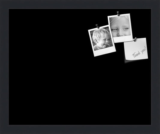 PinPix 16x13 Inch Cork Bulletin Board. This Decorative Framed Pin Board Comes with Solid Black Design and a Satin Black Frame. Ideal for Home Office Decor or Message Board (PinPix-622)