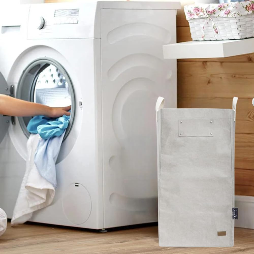 Deeablo New York - Sustainable Reusable Indoor Recycling Bin for Kitchen, Multipurpose Recycle Bin, Large Recycling Bins for Home, Washable Paper Bag for Recycling (Grey)