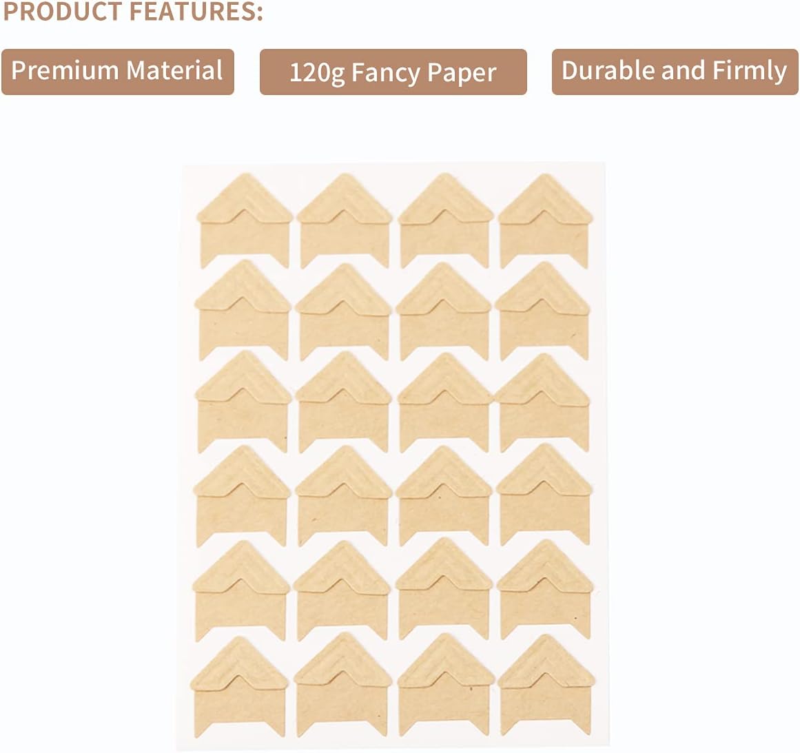 GOONAVI 15 Sheets 360 Pcs Cowhide Acid-Free Photo Corners Mounting Self Adhesive for DIY Photo Album Journal