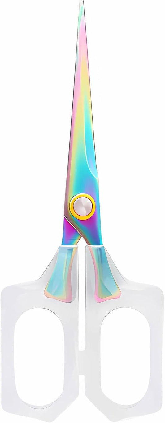 Jasni 6.5 inch Transparent office School scissors Comfort-Grip stainless steel Sharp student handmade household rust resistant non adhesive Craft Sewing scissors (6.5 Inch)