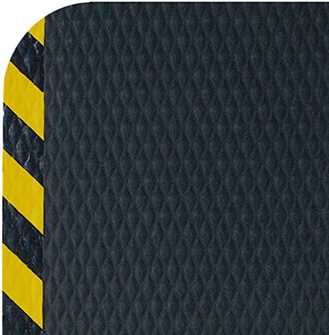 American Floor Mats Hog Heaven Premium 7/8" Black & Yellow Border 4' x 12' Nitrile Backed Anti-Fatigue Comfort Mat
