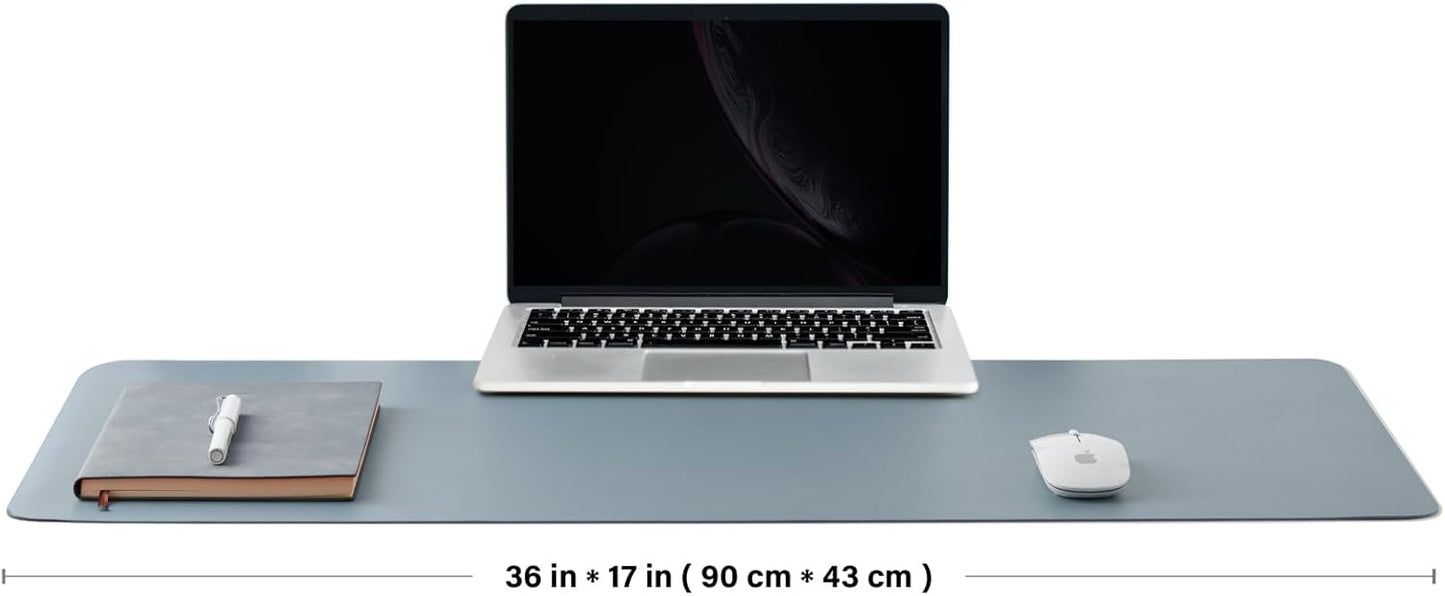 HOMIEAZICOZI Leather Desk Mat - Non-Slip PU Pad for Office and Home Organization Accessories Ideal Large Mouse Mats on Top of Desks (Light Blue,36''x 17'') (DPD-LB-L)