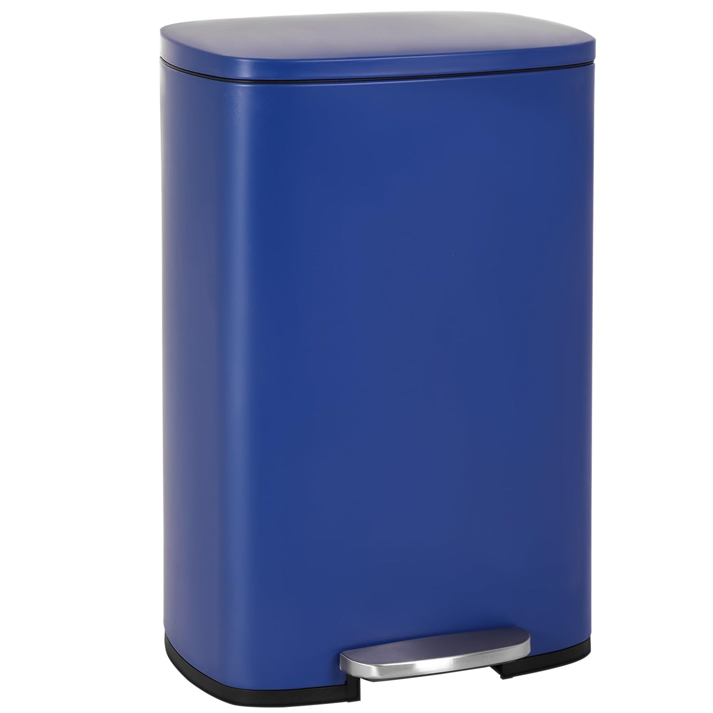 PayLessHere Stainless Steel Trash Can with Lid - Removable Inner Bucket, Foot Pedal Soft Close for Office, Home, Kitchen Garbage Bin (Deep Blue, 13 G)