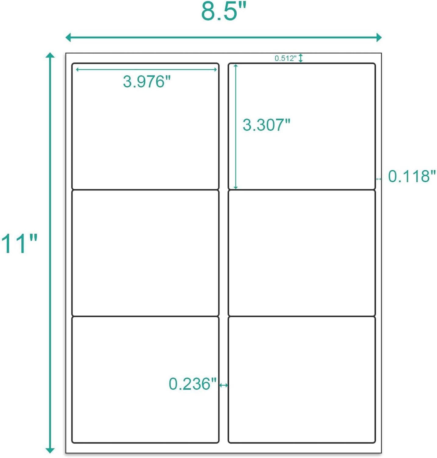6-Up White Permanent Self Adhesive Shipping Labels 3 1/3” x 4” Printable Stickers for Laser & Inkjet Printers - 3000 Sheets - 18000 Count Labels