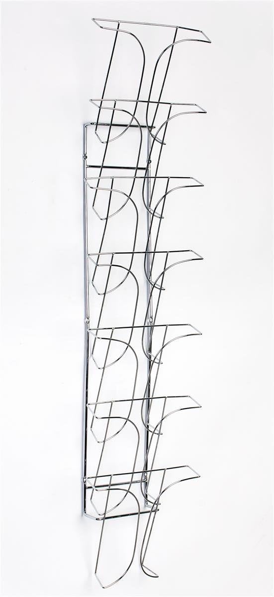 Displays2go Set of 2 - 7-Pocket Wire Magazine Rack with Vertically-Stacked Pockets, Wall Mounted Literature Holder for 8.5x11 Catalogs - Chrome Finish