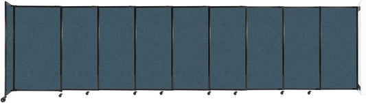 Wall-Mounted Sliding StraightWall Room Divider | Adjustable Widths | Locking Wheels | Room Separator | Up to 19'9" Wide x 5' Tall Caribbean Fabric Panels