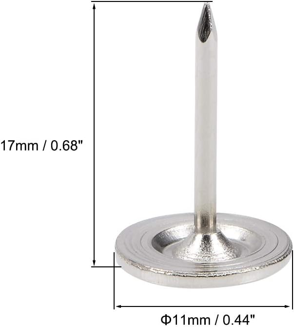 uxcell Upholstery Nails Tacks 11mmx17mm Flat Head Furniture Nails Pins Silver Tone for Furniture Sofa Headboards, 50 Pcs