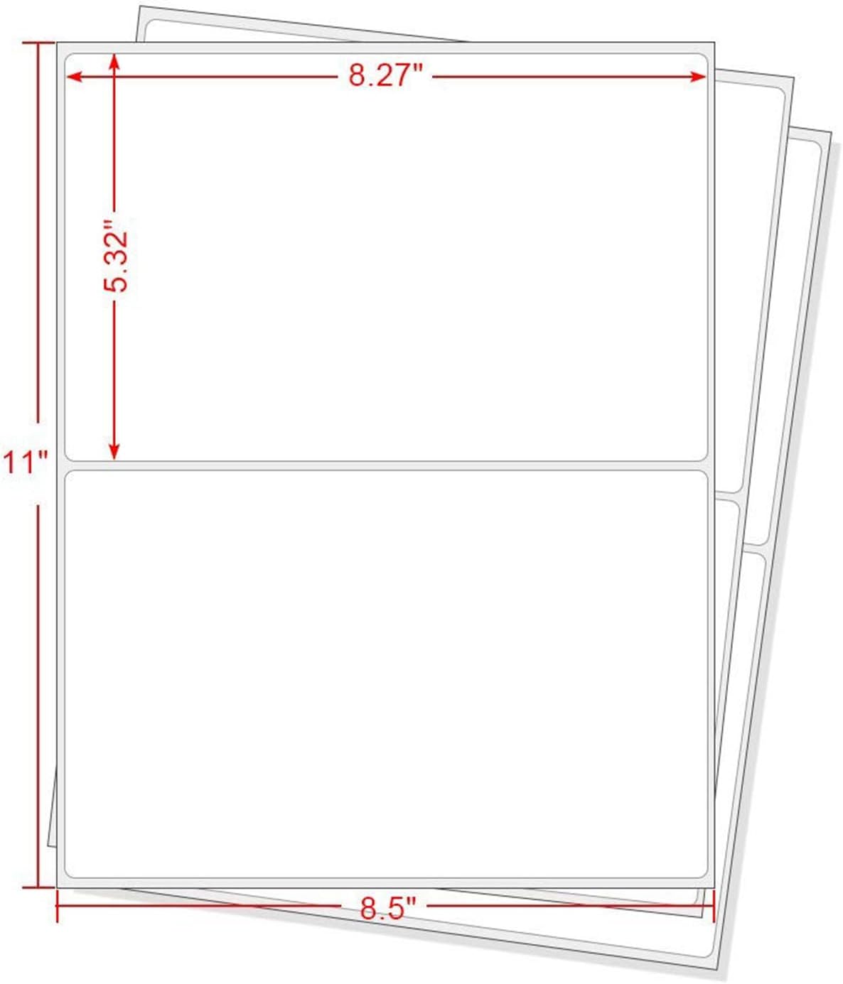 Round Corner Half Sheet Shipping Labels for Laser and Inkjet Printers,8.5" x 5.5" Printable White Label Self Adhesive Mailing Label(1000 Sheets, 2000 Labels)