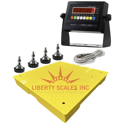 Liberty LS-800-3x3 NTEP Certified (Legal for Trade) Heavy Duty Industrial Floor Scale | 36" x 36" | Capacity of 1000 lbs x 0.2 lb Yellow