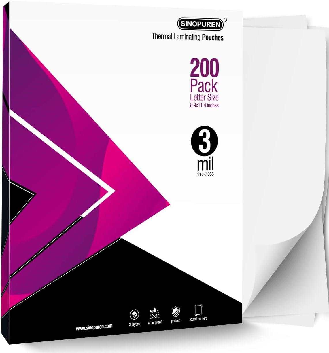 Thermal Laminating Pouches, 3mil Laminating Sheets, 8.9x11.4 Inches, Letter Size, HeatSeal, Clear (200pack)