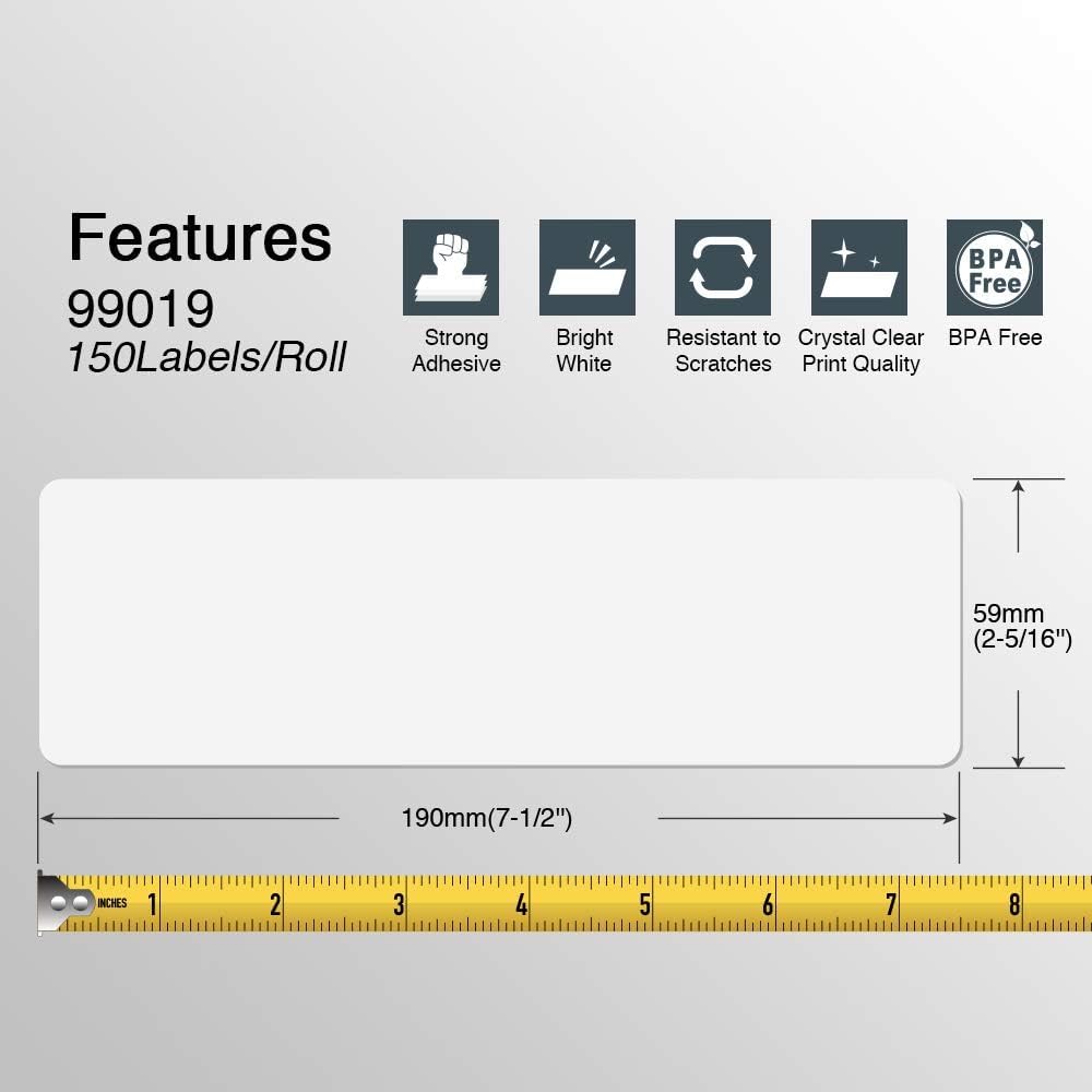 BETCKEY - Compatible DYMO 99019 (2-5/16" x 7-1/2") Large Lever Arch File Labels, Compatible with DYMO Labelwriter 450, 4XL, NOT Fit 550 & 5XL [6 Rolls/900 Labels]