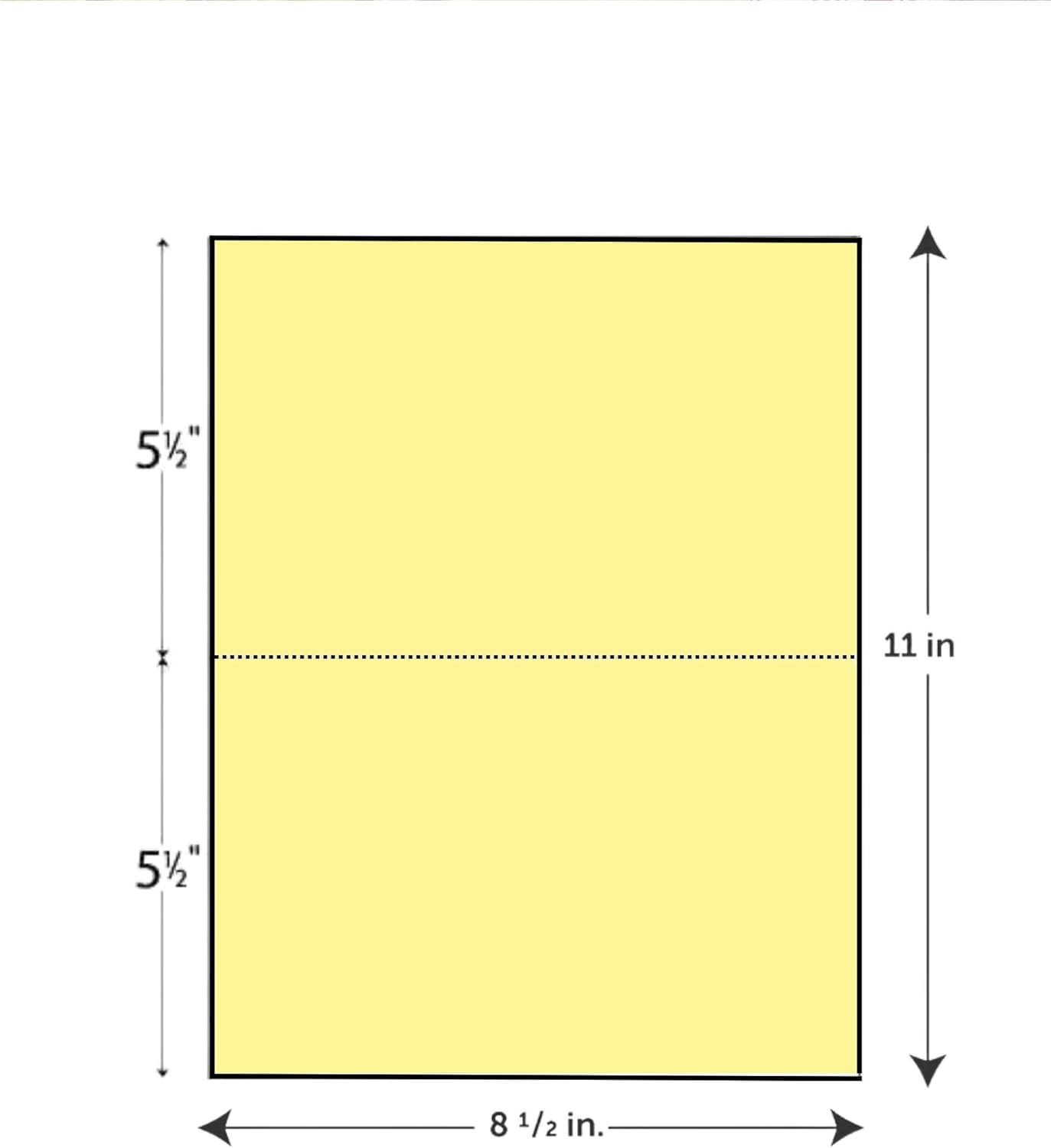 Limited Papers (TM) 8.5x11 Perforated Paper, 20/50 Pound, 75 GSM, Variety of Perforation Sizes and Colors, for Forms, Tickets, Postcards, Business Cards. (Canary, 2 up - horizontal 5.5”)