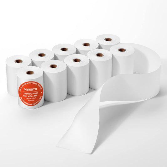 MUNBYN 2 1/4" X 85' Thermal Receipt Paper (10 Rolls) Cash Register Paper Rolls Fits for Most Credit Card Terminals, Verifone VX510 VX570 FD50 T4220, BPA Free