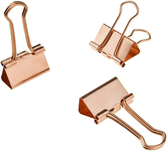 HAHIYO Binder Clips Paper Clamp Spring Steel Sturdy Medium 1.26 inch Width 0.39 Inch Capacity No Sharp Edges Heavy Duty Tight Grip Reusable Rose Gold Metal Bright Finish for Home Office School 13 Pack