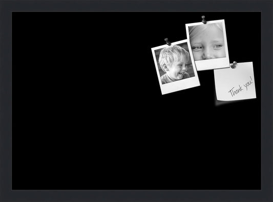 PinPix 21x15 Inch Cork Bulletin Board. This Decorative Framed Pin Board Comes with Solid Black Design and a Satin Black Frame. Ideal for Home Office Decor or Message Board (PinPix-622)