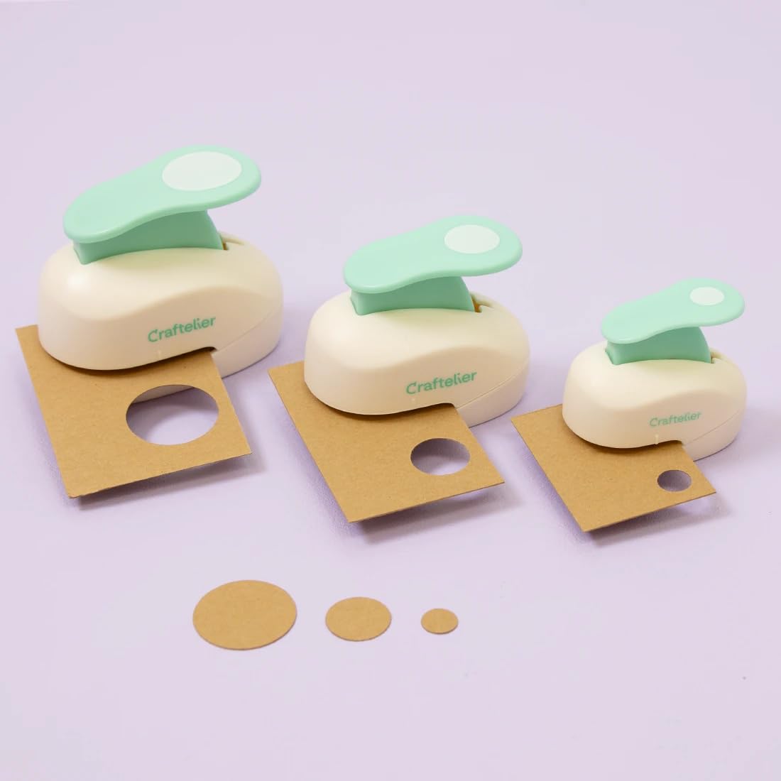Craftelier - Paper Punch Set | 3/8", 5/8" & 1" Shape Hole Puncher for Paper Crafts | Round Hole Punch to Create Scrapbooks, DIY Cards & Journals | Craft Punch Set for Cardstock.