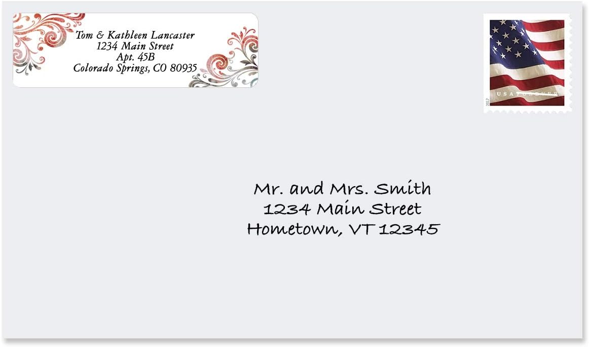 Colorful Images Colorful Gray Swirls Rolled Personalized Return Address Mailing Labels with Dispenser, Customize with Name & Shipping Address, 500 ¾” x 2½” Self Adhesive, Easy Peel Label Roll