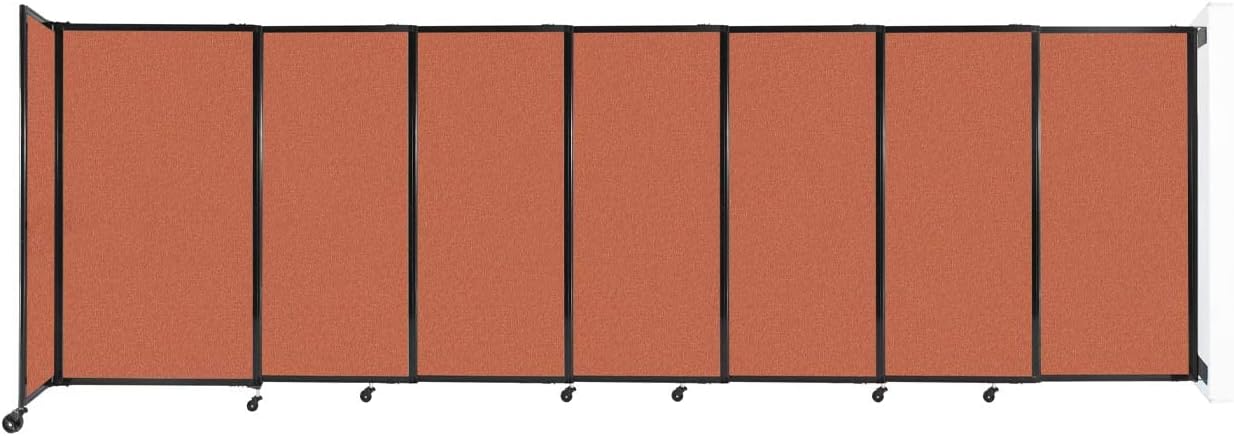 Wall-Mounted Sliding StraightWall Room Divider | Adjustable Widths | Locking Wheels | Room Separator | Up to 15'6" Wide x 5' Tall Papaya Fabric Panels