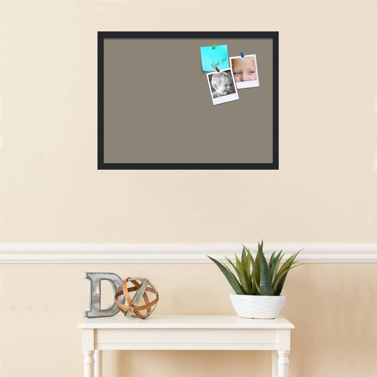 PinPix 27x20 Inch Cork Bulletin Board. This Decorative Framed Pin Board Comes with Pewter Design and a Satin Black Frame. Ideal for Home Office Decor or Message Board (PinPix-1812)