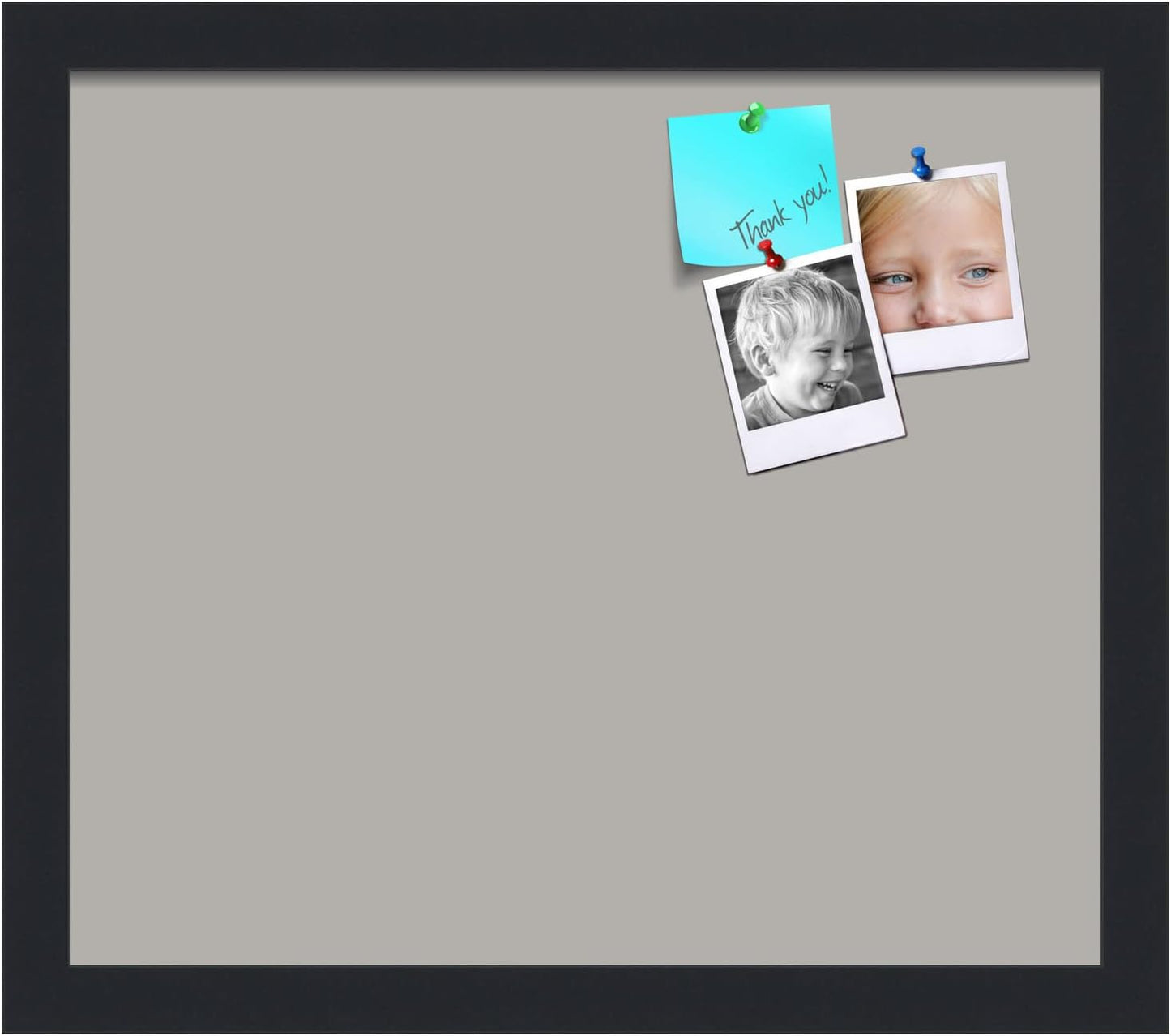 PinPix 15x13 Inch Cork Bulletin Board. This Decorative Framed Pin Board Comes with Dark Stone Design and a Satin Black Frame. Ideal for Home Office Decor or Message Board (PinPix-1808)