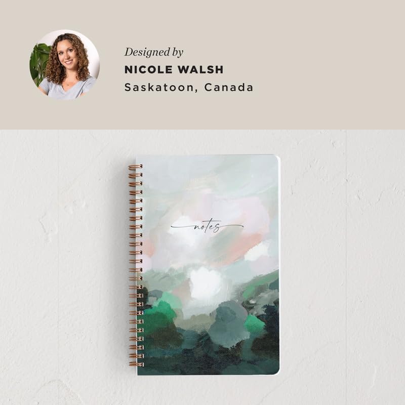 Minted Light Seeker Notebook, Writing Journal for Notes & Journaling, Durable Acrylic Free Cover, Painted, Abstract, Modern Art Design, Spiral Bound Journal Notebook with 80 Lined Pages, 5.5" x 8.5"