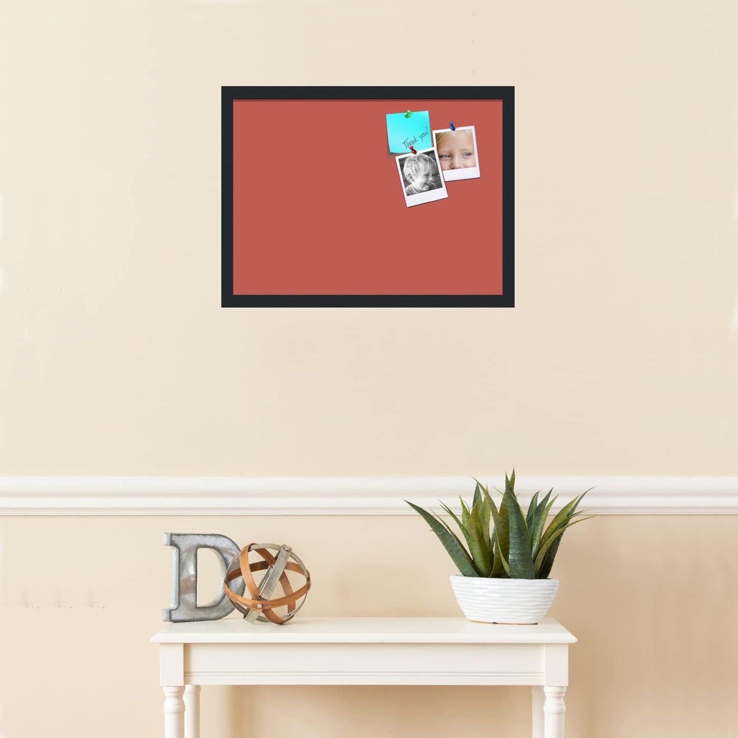 PinPix 22x16 Inch Cork Bulletin Board. This Decorative Framed Pin Board Comes with Crimson Pastel Design and a Satin Black Frame. Ideal for Home Office Decor or Message Board (PinPix-1807)