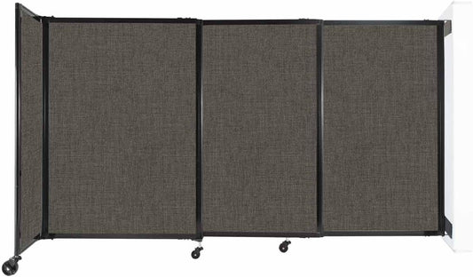 Wall-Mounted Sliding StraightWall Room Divider | Adjustable Widths | Locking Wheels | Room Separator | Up to 7'2" Wide x 4' Tall Mocha Fabric Panels